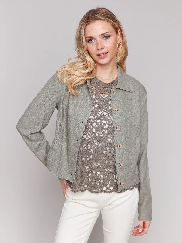 Women's Urban Clothing Linen Blend Jacket - Celadon