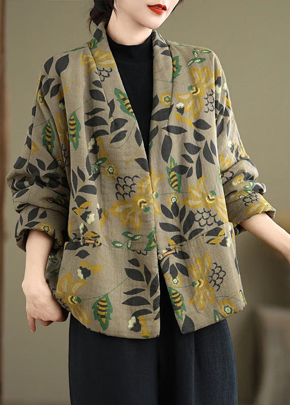 Women's Clothing Apparel Sets Boutique V Neck Pockets Print Fine Cotton Filled Jackets Spring Women's Clothing Apparel Sets Boutique V Neck Pockets Print Fine Cotton Filled Jackets Spring