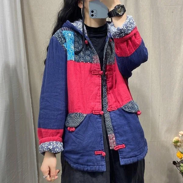 Women's Clothing Outfit Set Omychic Vintage Cotton Linen Padded Coat Outerwear Female 2020 Winter Hooded Coat Tops Women's Clothing Outfit Set Omychic Vintage Cotton Linen Padded Coat Outerwear Female 2020 Winter Hooded Coat Tops
