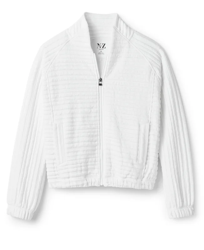Women's Vintage-Inspired Clothing Nic & Zoe White Textured Stripe Zip Jacket