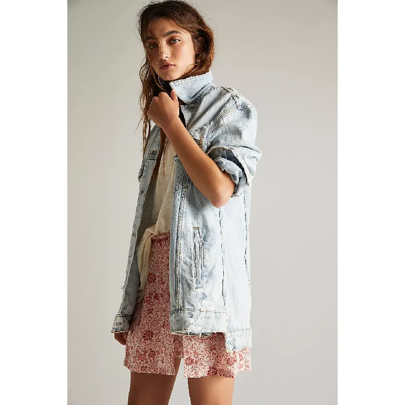 Luxury Women's Clothing Destroyed Long & Lean Trucker Jacket