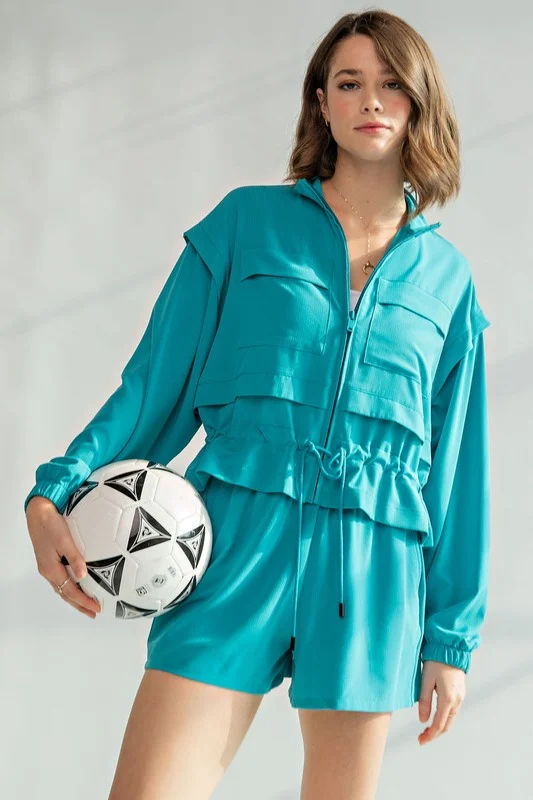 Women's Professional Garments Crinkle Woven Cropped Jacket