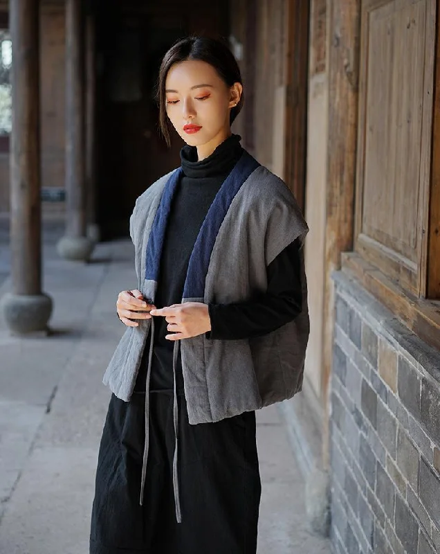 Women's Trendy Outfit 2020 New Cotton And Linen Vintage Vests Chinese Style Warm Cloths Women's Cardigan Belt Vests Coats Women's Trendy Outfit 2020 New Cotton And Linen Vintage Vests Chinese Style Warm Cloths Women's Cardigan Belt Vests Coats