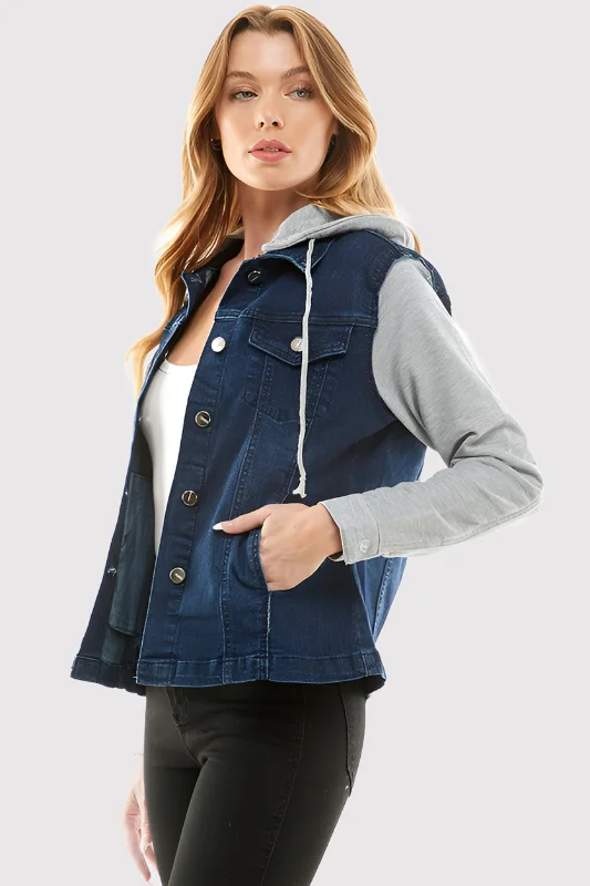 Huge Fashion Markdowns – Update Your Closet Now Destroyed Denim Jacket With Detachable Hood