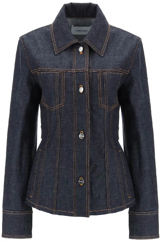 Women's Outfit For The Office FERRAGAMO shaped denim jacket