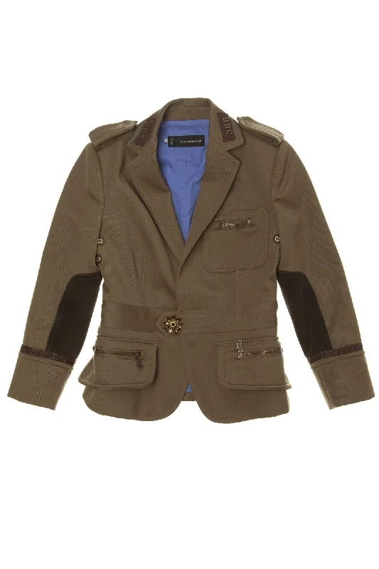 Women's Fashionable Clothing Sets Dsquared2 - Olive Green Khaki Jacket - IT 44