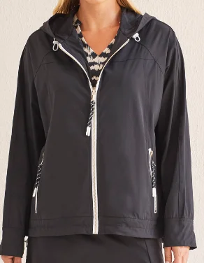 Comfortable Women's Clothes Tribal   L/S HOODED JACKET-BLACK