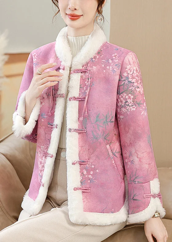 Women's Evening Clothing Rose Button Pockets Warm Fleece Winter Parkas Coat Fur Collar Women's Evening Clothing Rose Button Pockets Warm Fleece Winter Parkas Coat Fur Collar