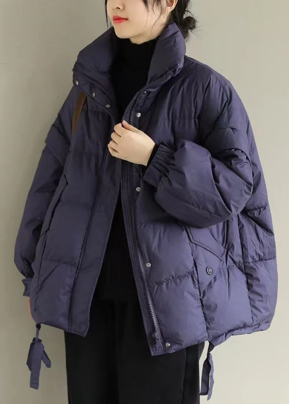 Affordable Women's Outfit Purple Casual Duck Down Winter Coats Zip Up Winter