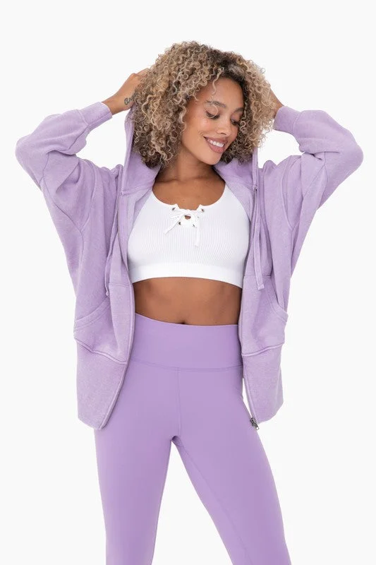 Charming Women's Garments Fleece Hoodie Jacket with Tapered Sleeves