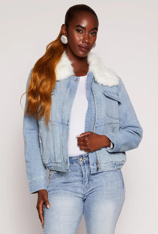 Women's Functional Outdoor Garments Haute Monde Sherpa Lined Denim Jacket