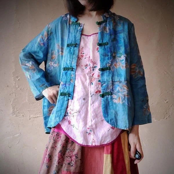 Luxury Women's Clothes New 2020 Autumn Print Flower Ramie Coats Vintage Full Sleeve O-Neck Linen Coats Luxury Women's Clothes New 2020 Autumn Print Flower Ramie Coats Vintage Full Sleeve O-Neck Linen Coats