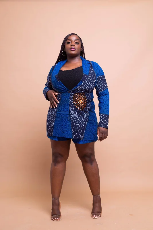 Comfortable Lounge Clothing Tina Ankara Long Jacket | Blue African Print