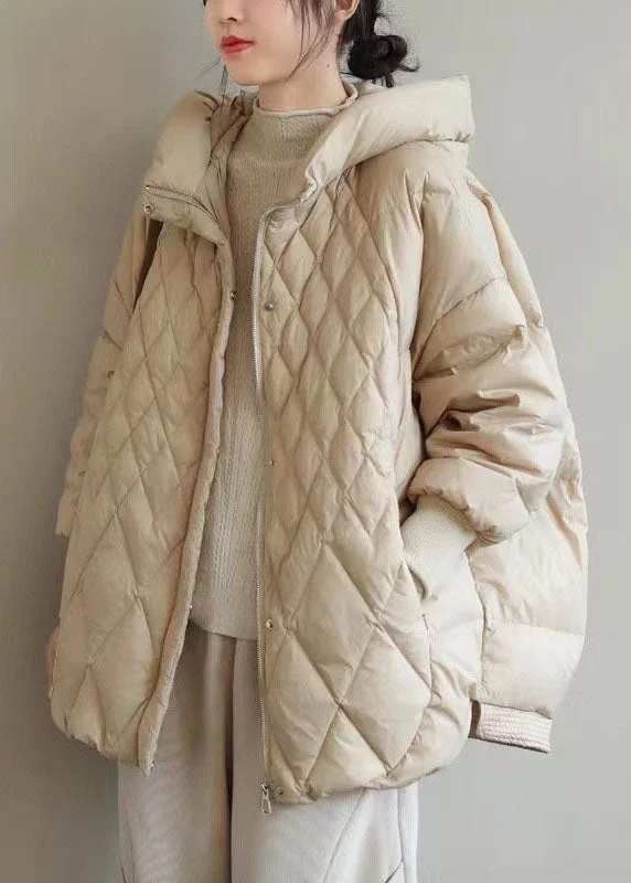Women's Occasion Wear Clothes Beautiful Khaki Zip Up Casual Duck Down Winter down coat