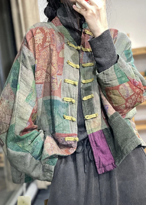 Affordable Women's Apparel Loose Green Oriental Buttpn Patchwork Corduroy Pockets Fine Cotton Filled Coats Winter Affordable Women's Apparel Loose Green Oriental Buttpn Patchwork Corduroy Pockets Fine Cotton Filled Coats Winter