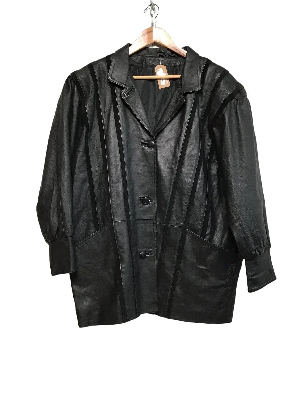 Women's Office Clothing Leather Blazer Jacket with Suede Details (Women’s Size L)