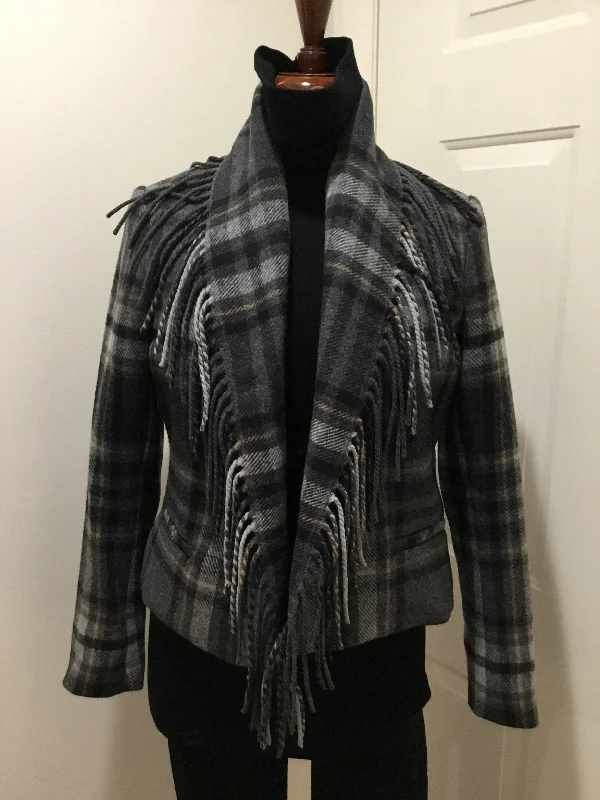 Women's Holiday Outfit Drew Charcoal Plaid Short Jacket