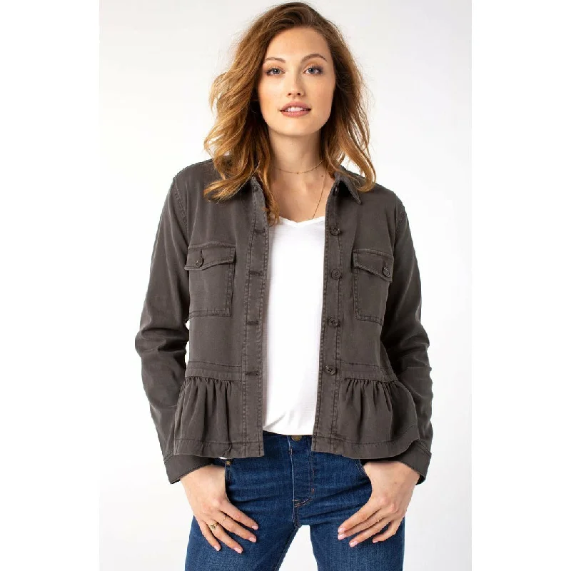 Charming Women's Outfit For Special Occasions Cargo Jacket With Peplum Hem