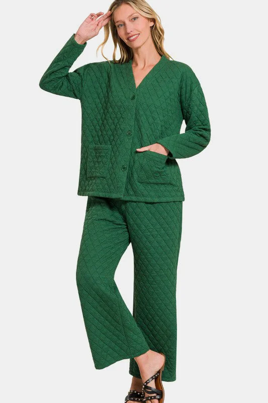 Sustainable Women's Clothes Quilted Jacket and Pants Set