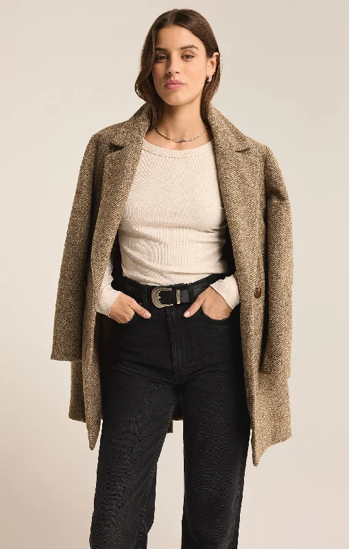 Vintage-Inspired Women's Apparel Hawthorne Herringbone Coat