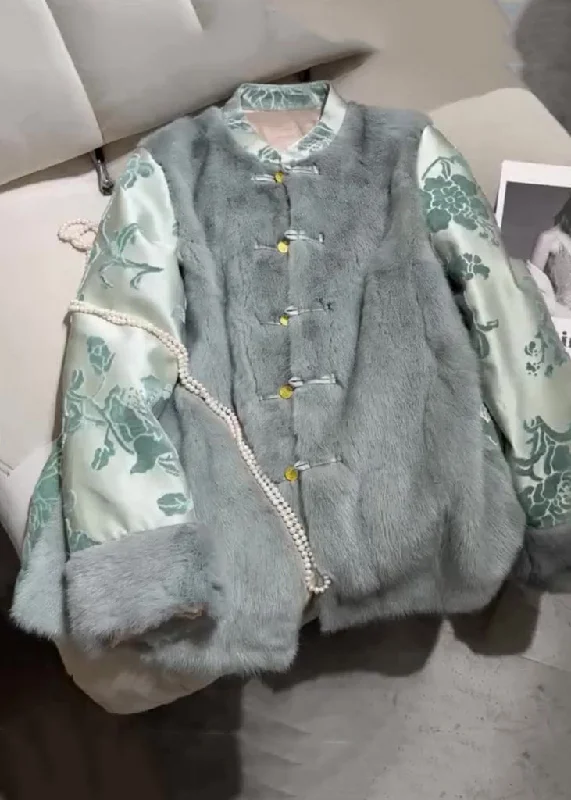 Women's Trendy Casual Clothes New Blue Fluffy Button Patchwork Cotton Filled Parkas Winter Women's Trendy Casual Clothes New Blue Fluffy Button Patchwork Cotton Filled Parkas Winter