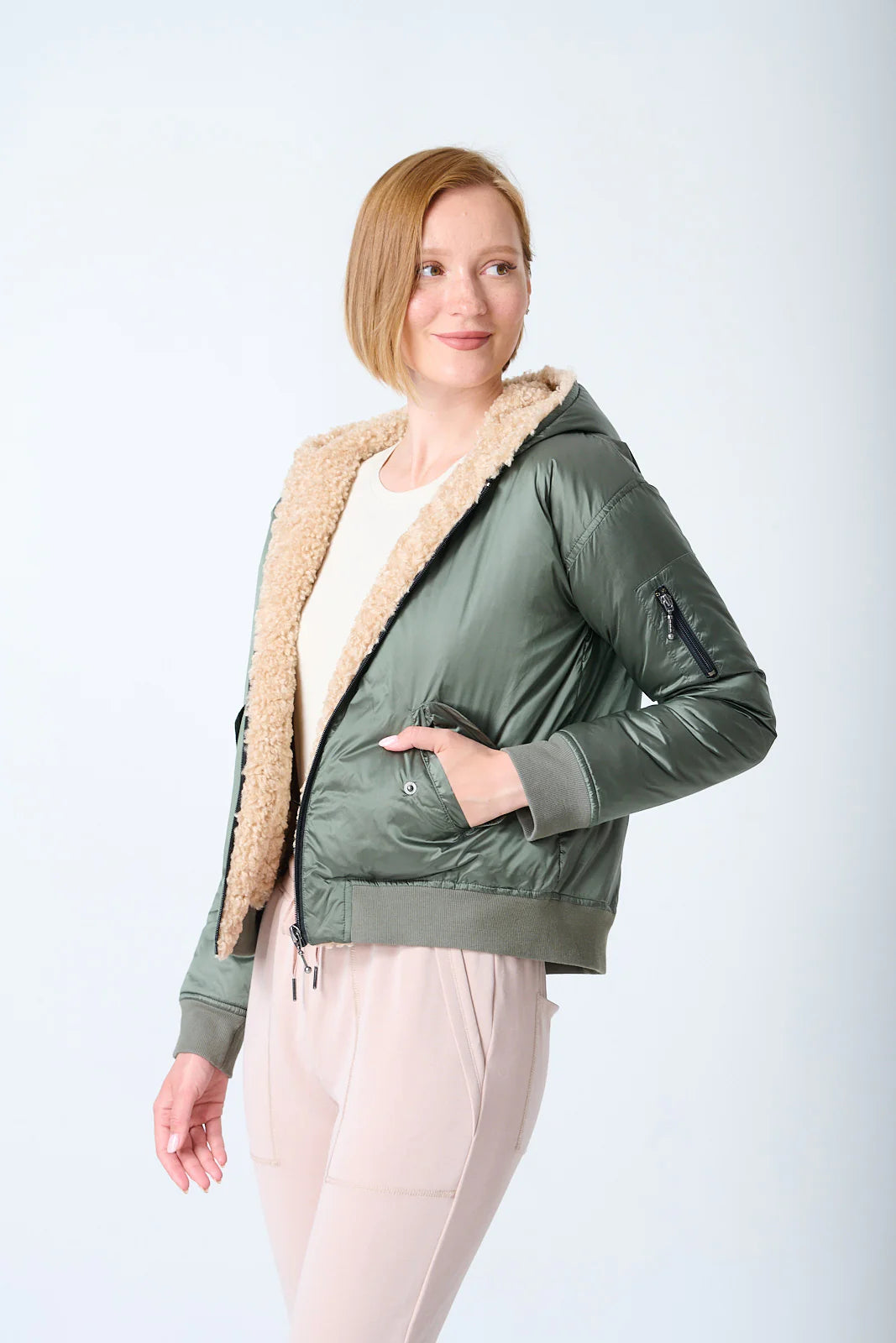 Women's Casual Clothing For Lounging Sherpa Bomber Jacket