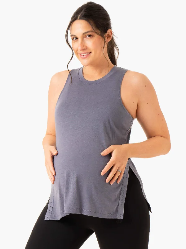 Luxury Women's Clothes Relaxed Style Active Bump Tank - Steel Blue
