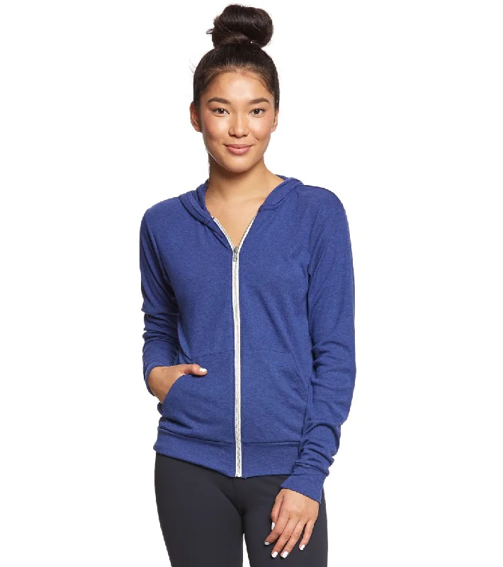 Women's Athleisure Apparel Fashion-Forward Bella + Canvas Triblend Full Zip Lightweight Hoodie Navy Triblend