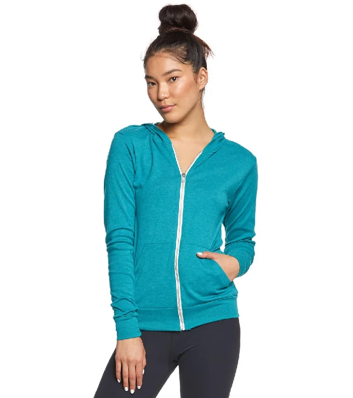 Women's Elegant Apparel Style Redefined Bella + Canvas Triblend Full Zip Lightweight Hoodie Teal Triblend