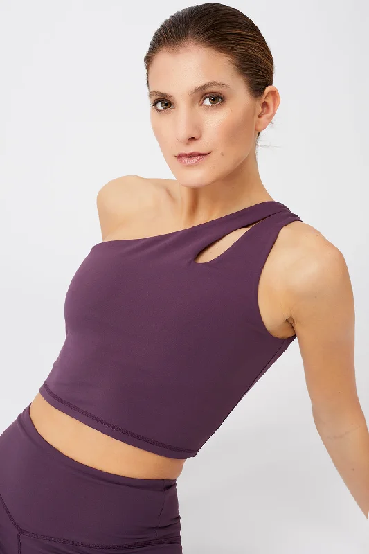 Women's Vacation Outfit Limited Stock, Big Sale Cropped Shoulder Top (Purple Passion)