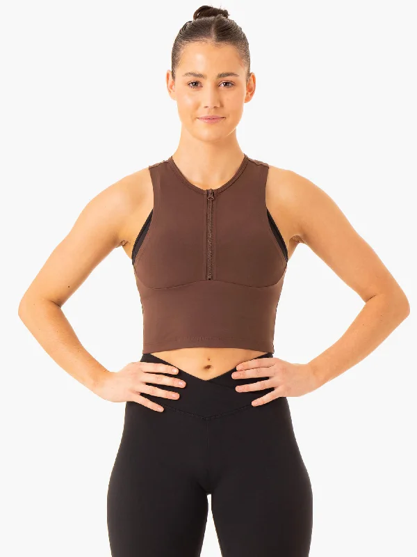 Women's Charming Outfit For Events Daily Deals Embody Zip Up Crop - Chocolate