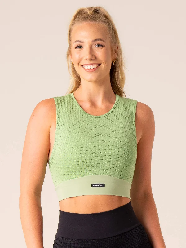 Classic Clothes For Women Stylish Looks Honeycomb Seamless Tank - Sage