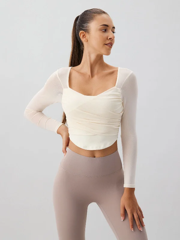Affordable Luxury Women's Garments Season Offer Ivory Backless Long Sleeve Top - Light Support Affordable Luxury Women's Garments Season Offer Ivory Backless Long Sleeve Top - Light Support