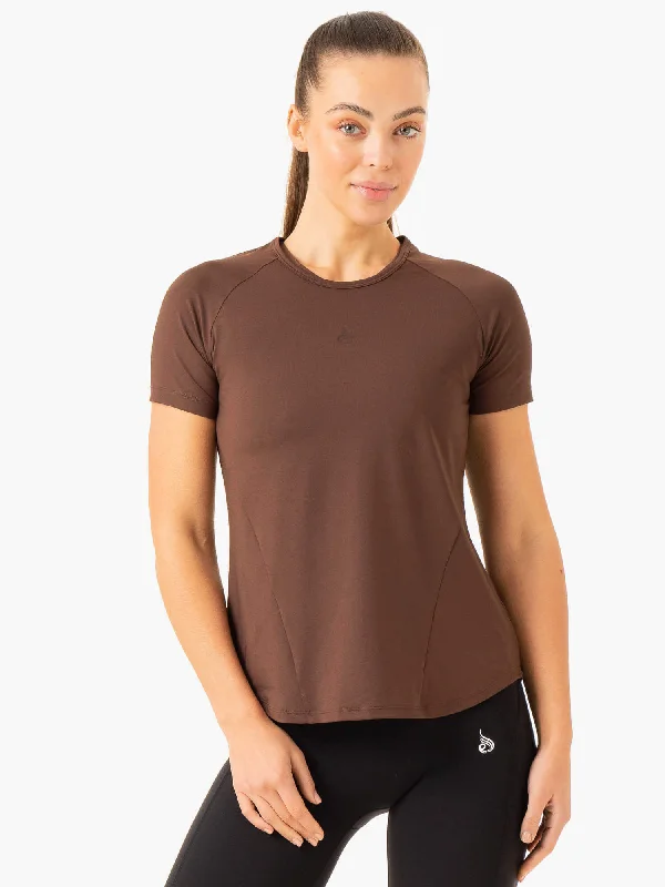 Women's Activewear Outfit Modern Fashion Sale Level Up Training T-Shirt - Chocolate
