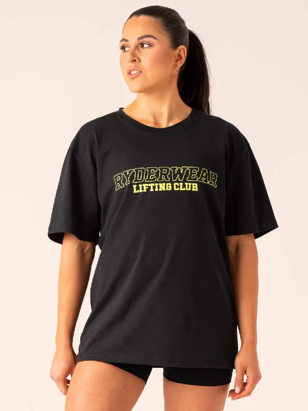 Women's Classic Outfit Elegant Fashion Offers Lifting Club T-Shirt - Black