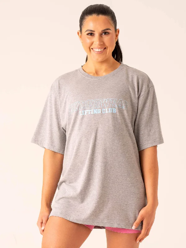 Women's Evening Outfit Seasonal Fashion Lifting Club T-Shirt - Grey Marl