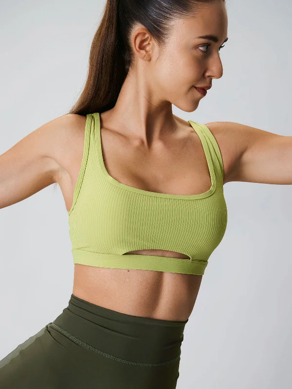 Women's Elegant Clothes You'Ll Love Us Because Light Green Cut Out Sports Bra