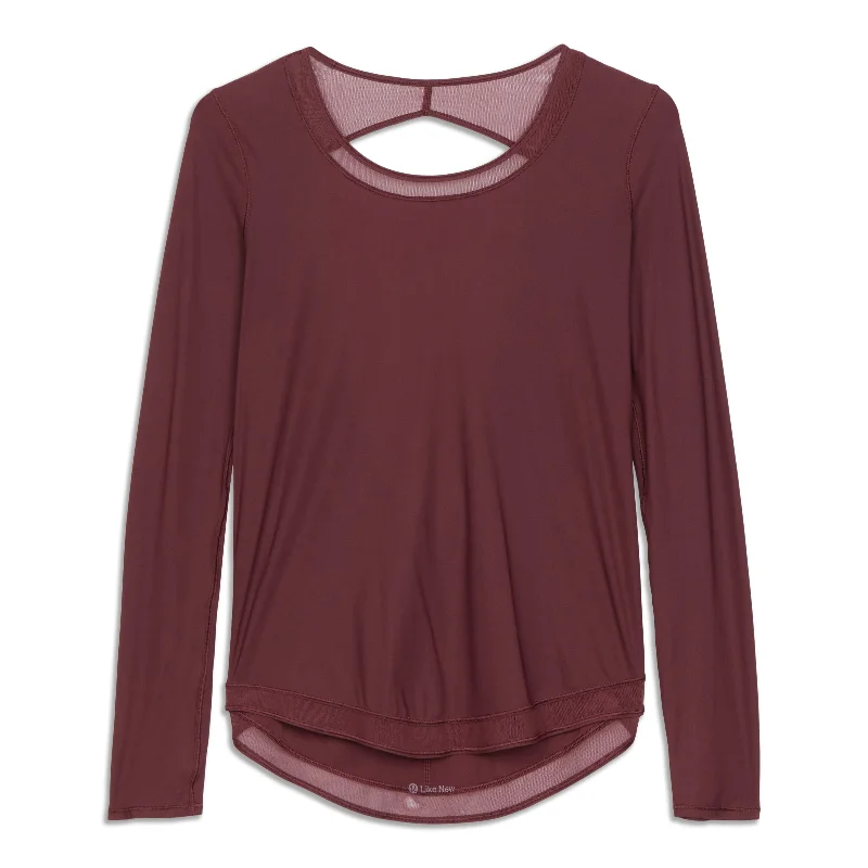 Modern Women's Outfit Fashion Essentials Mix And Mesh Long Sleeve Shirt - Resale