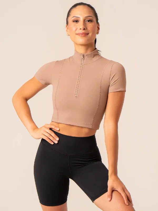 Women's Functional Outdoor Garments Limited Time Flash Sale NKD Half Zip Fitted T-Shirt - Taupe Women's Functional Outdoor Garments Limited Time Flash Sale NKD Half Zip Fitted T-Shirt - Taupe