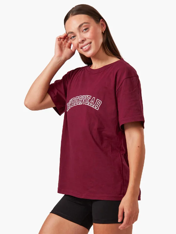 Stylish Women's Apparel Massive Savings Oversized T-Shirt - Maroon