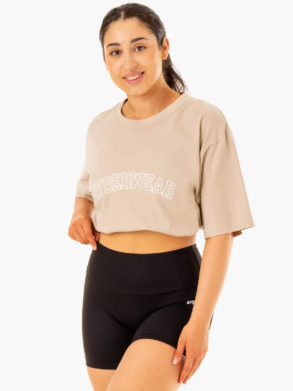 Women's Clothing Sets Chic Trends Unveiled Oversized T-Shirt - Sandstone