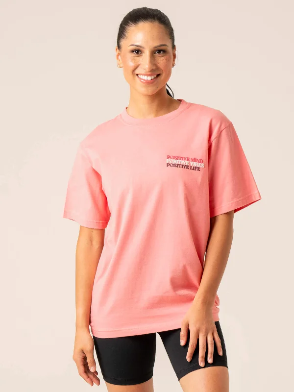 Women's Clothing Comfort Meets Fashion Positive Vibes T-Shirt - Pink