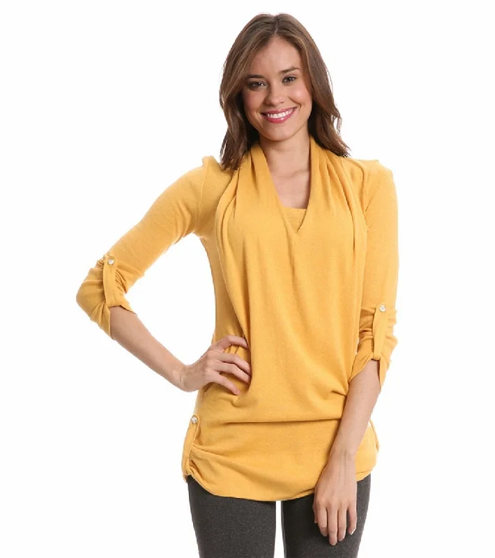 Women's Comfy Attire For Lounging Flash Sale, Don'T Miss Satva Devi Drape Front Sweater Warm Apricot Women's Comfy Attire For Lounging Flash Sale, Don'T Miss Satva Devi Drape Front Sweater Warm Apricot