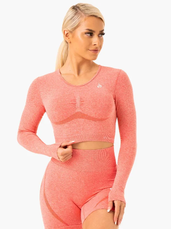 Women's Comfortable Lounge Attire Shop The Hottest Deals Sculpt Seamless Long Sleeve Top - Peach Marl