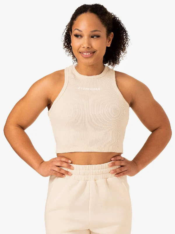 Women's Clothes Limited Styles Sideline Rib Crop Tank - Vanilla