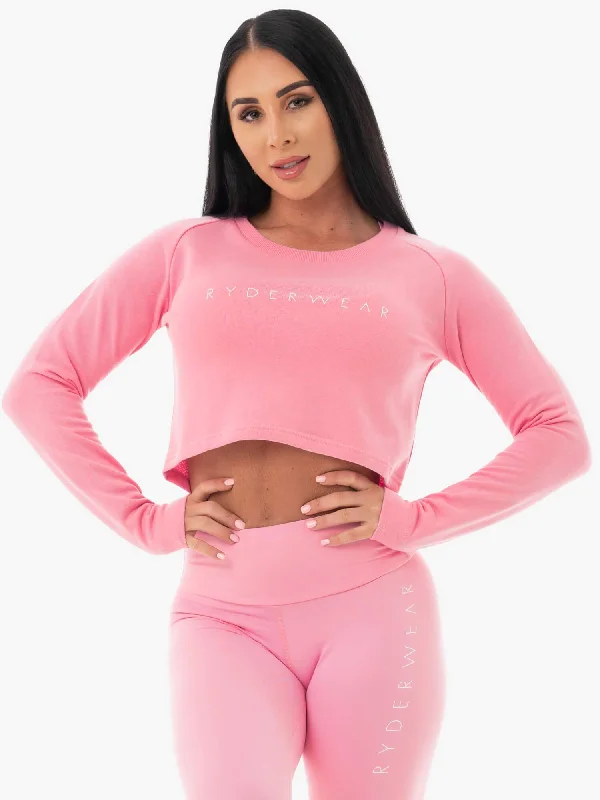 Women's Plus-Size Casual Outfit Get The Latest Trends Staples Cropped Sweater - Pink