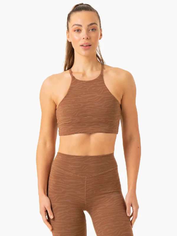 Women's Cozy Outfit For Lounging Vintage-Modern Style Offers Transform Reversible Sports Crop - Chocolate Zebra Women's Cozy Outfit For Lounging Vintage-Modern Style Offers Transform Reversible Sports Crop - Chocolate Zebra