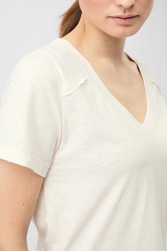 Women's Attire Durable Fashion Picks The New V-Neck (White), GOTS