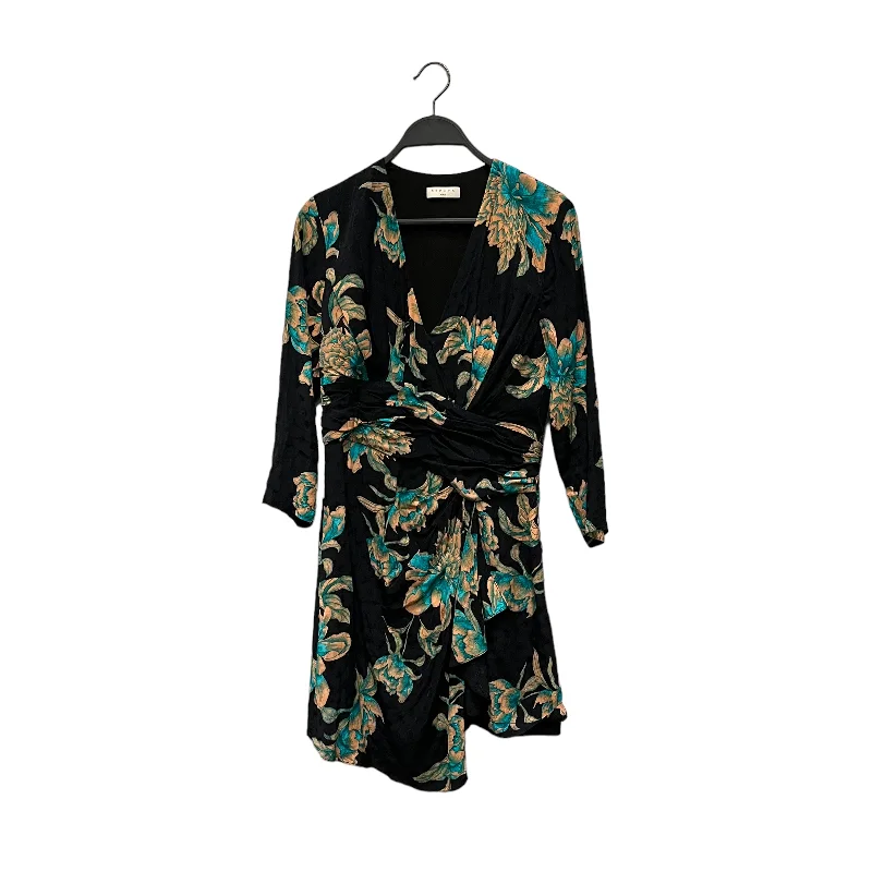 Women's Vintage Garments Flash Sale Now sandro/Dress/36/Floral Pattern/BLK/Bruni Assymetric Dress