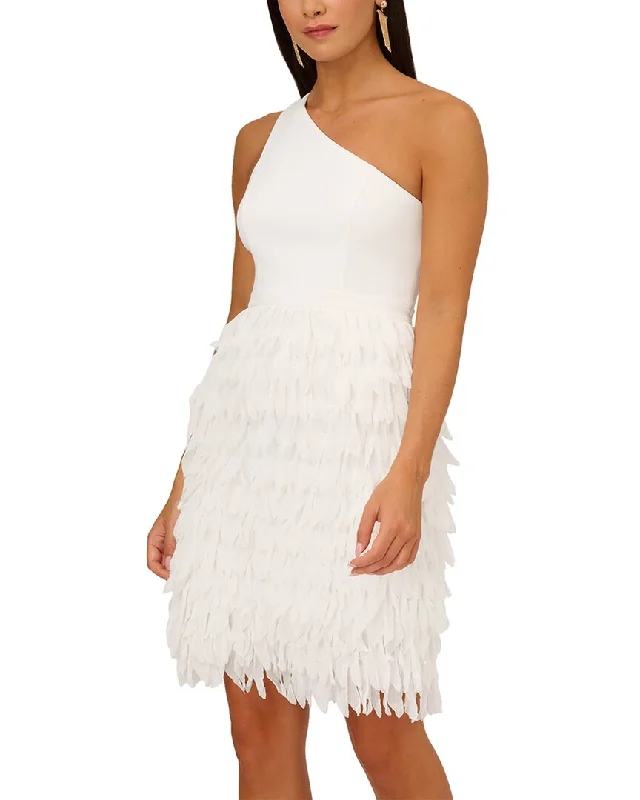 Modern Women's Outfit Cozy Chic Promotions Aidan Mattox Chiffon Feather Cocktail Dress